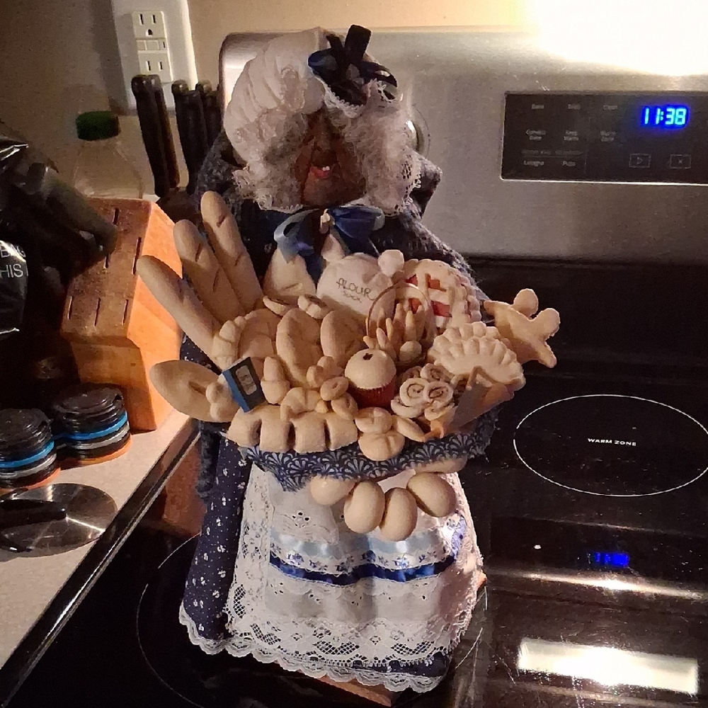 Harvest Moon Apple Head Doll With Breads And Pastries Basket